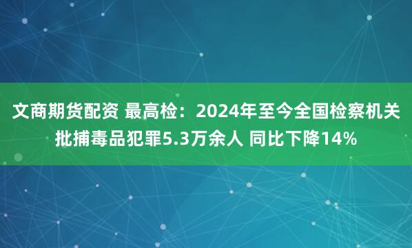 文商期货配资 最高检：2024年至今全国检察机关批捕毒品犯罪5.3万余人 同比下降14%
